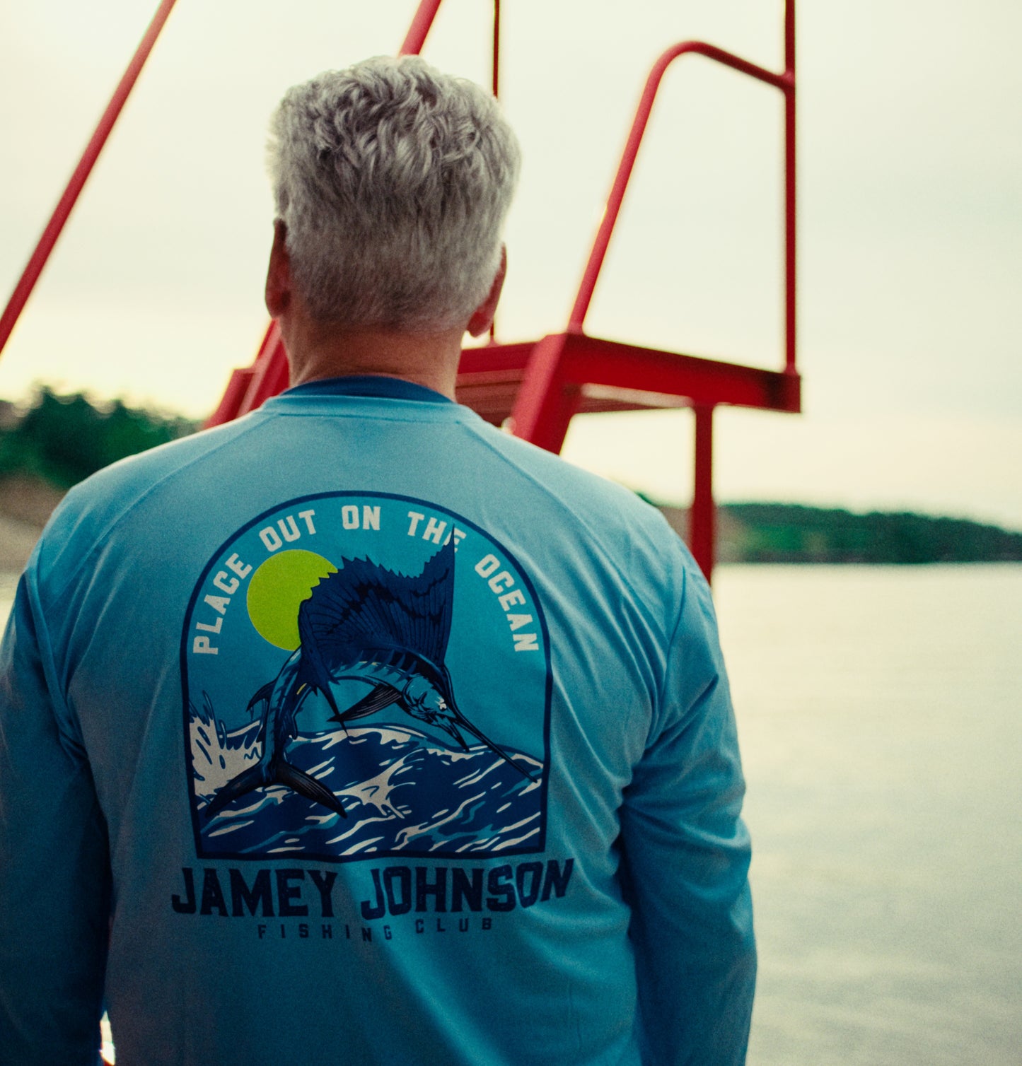 Jamey Johnson Fishing shirt long sleeve light blue