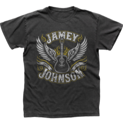 tee-dark grey-"jamey johnson est. 1975" guitar with wings