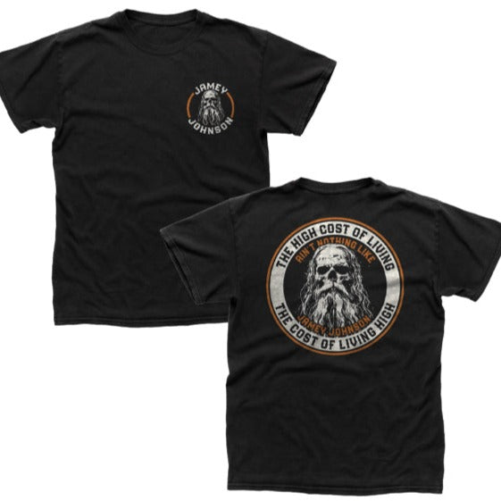 Jamey Johnson High Cost Of Living Black tee shirt with front and back design