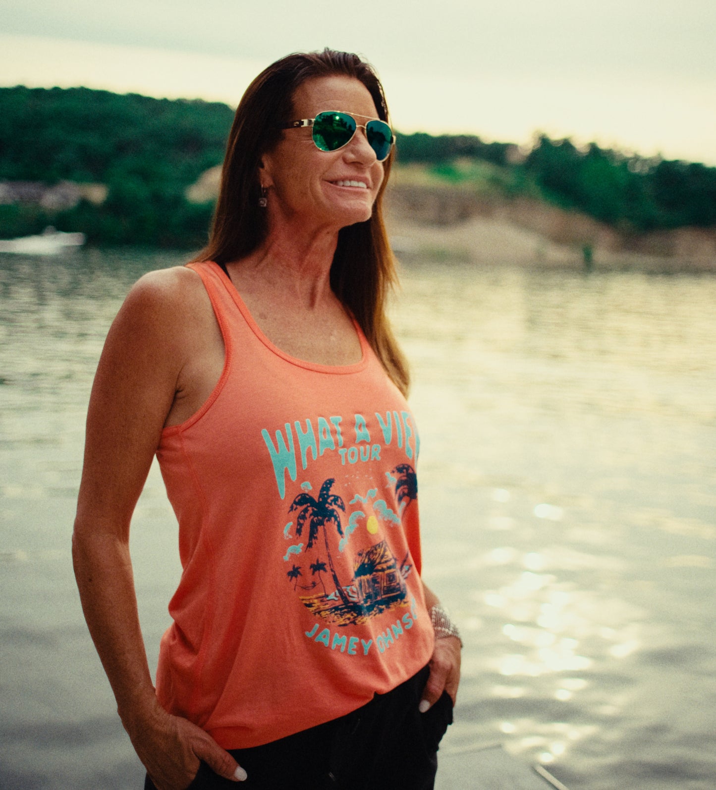 Jamey Johnson What A View Coral Racerback Tank