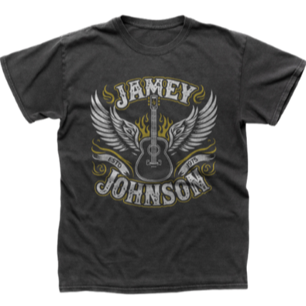 Jamey Johnson Established 1975 ttee shirt with Guitar design and wings